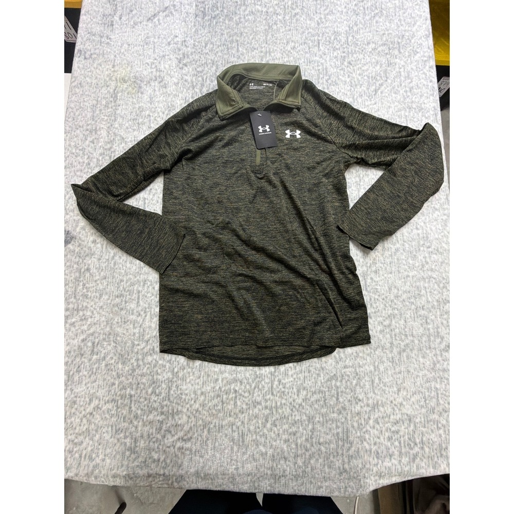 Under Armour Men's Size S Loose Fit Quarter Zip Long Sleeve Pullover Shirt Green